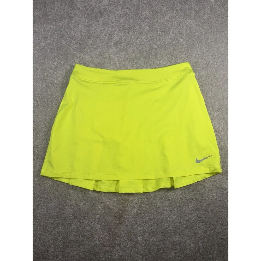 Nike Court Dri Fit Yellow S Pleated Athletic Tennis Golf Sporty Skirt